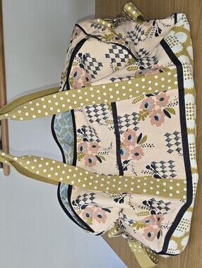 Stylish Floral Duffle Bag in Cream and Mustard